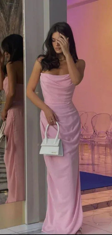 Sweetheart Sleeveless Mermaid Satin Long Evening Prom Dresses SD1587